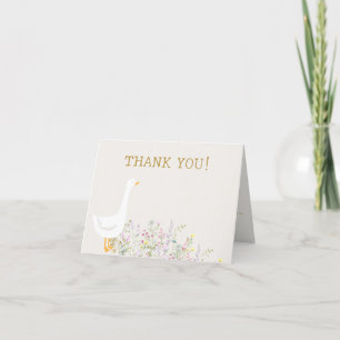 Tarjeta De Agradecimiento Watercolor Goose Wildflower Baby Shower