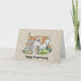 Tarjeta De Agradecimiento Watercolor Happy Home Aniversario