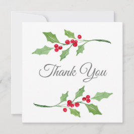 Tarjeta De Agradecimiento Watercolor Holly Sprigs