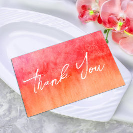Tarjeta De Agradecimiento Watercolor Hot Pink and Orange Wedding Thank You