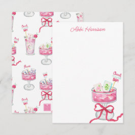 Tarjeta De Agradecimiento Watercolor Hot Pink Mahjong Cocktails