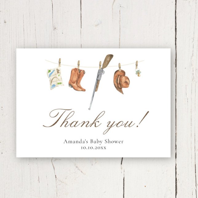Tarjeta De Agradecimiento Watercolor Hunter Baby Shower Thank you (Subido por el creador)