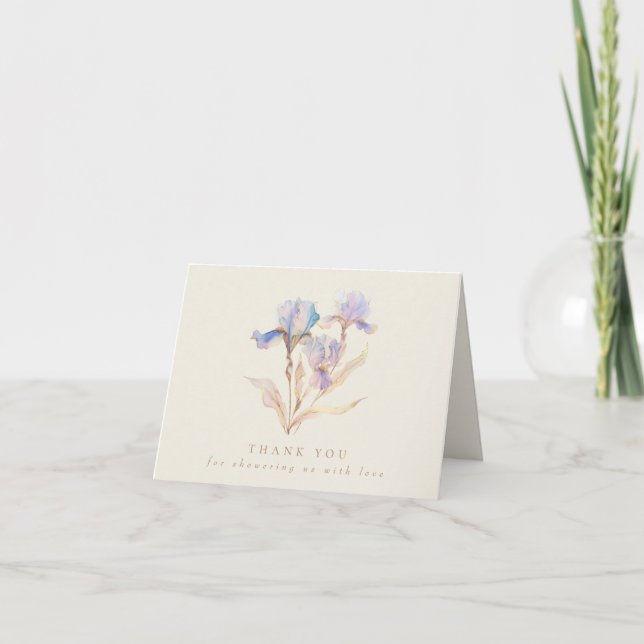 Tarjeta De Agradecimiento Watercolor Iris Baby Shower (Anverso)