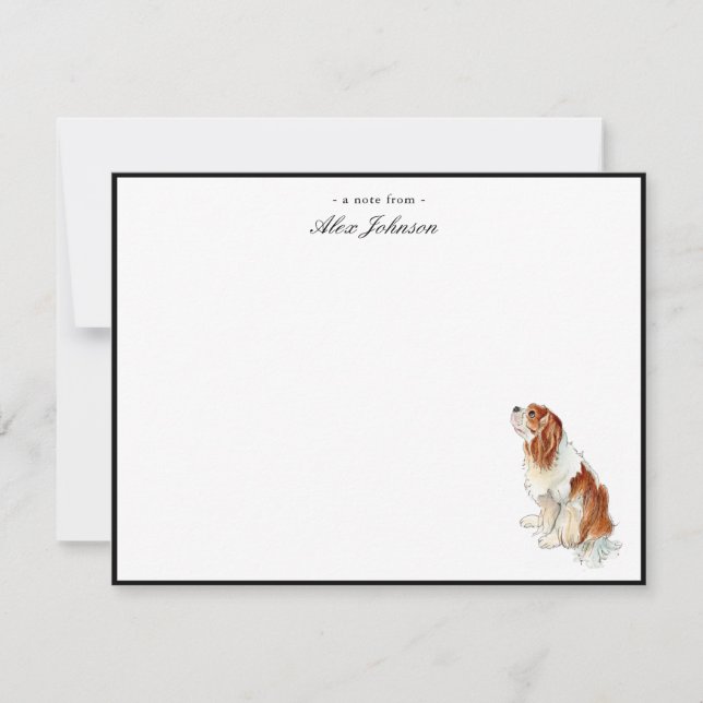 Tarjeta De Agradecimiento Watercolor King Charles Spaniel Flat (Anverso)