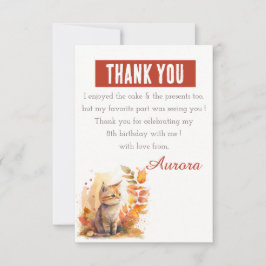 Tarjeta De Agradecimiento Watercolor Kitten - Cumpleaños