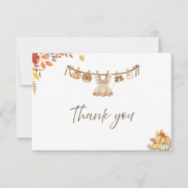 Tarjeta De Agradecimiento Watercolor Laundry Fall Boho Baby Shower