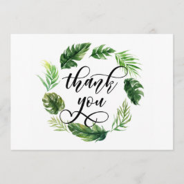 Tarjeta De Agradecimiento Watercolor Leaves tropicales Wreath