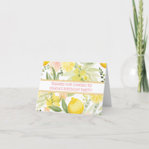 Tarjeta De Agradecimiento Watercolor Lemon Floral Fiesta de cumpleaños temát