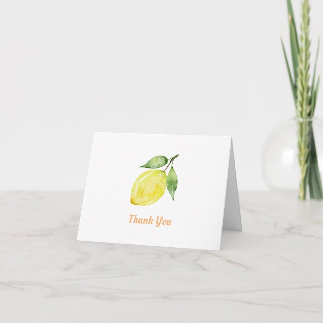 Tarjeta De Agradecimiento Watercolor Lemon Folded Thank You Card (Anverso)
