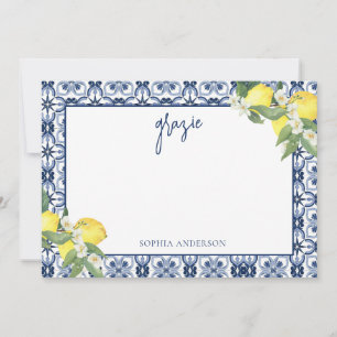 Tarjeta De Agradecimiento Watercolor Lemon Positano Bridal