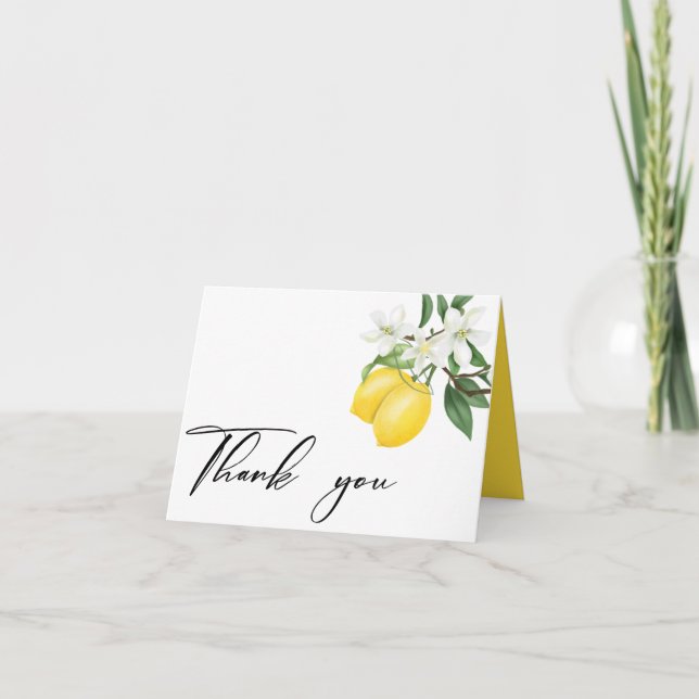 Tarjeta De Agradecimiento Watercolor Lemons Bridal Shower (Anverso)