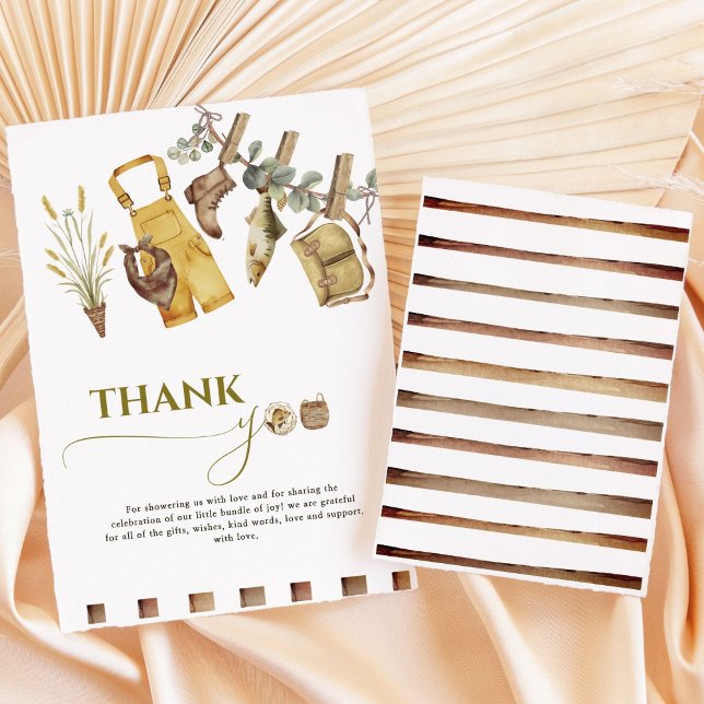 Tarjeta De Agradecimiento Watercolor Little Fishman Baby Shower (Subido por el creador)