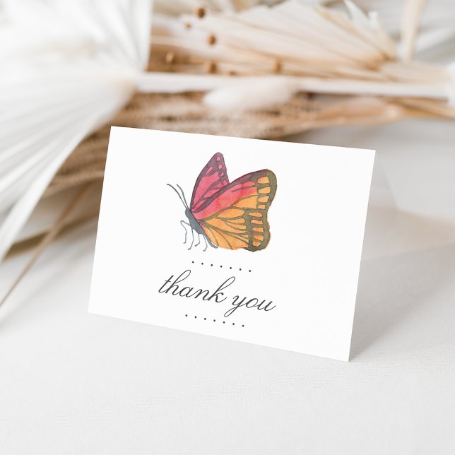 Tarjeta De Agradecimiento Watercolor Mariposa Rojo Gracias (Subido por el creador)