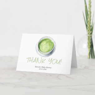 Tarjeta De Agradecimiento Watercolor Matcha Latte Baby Shower Gracias