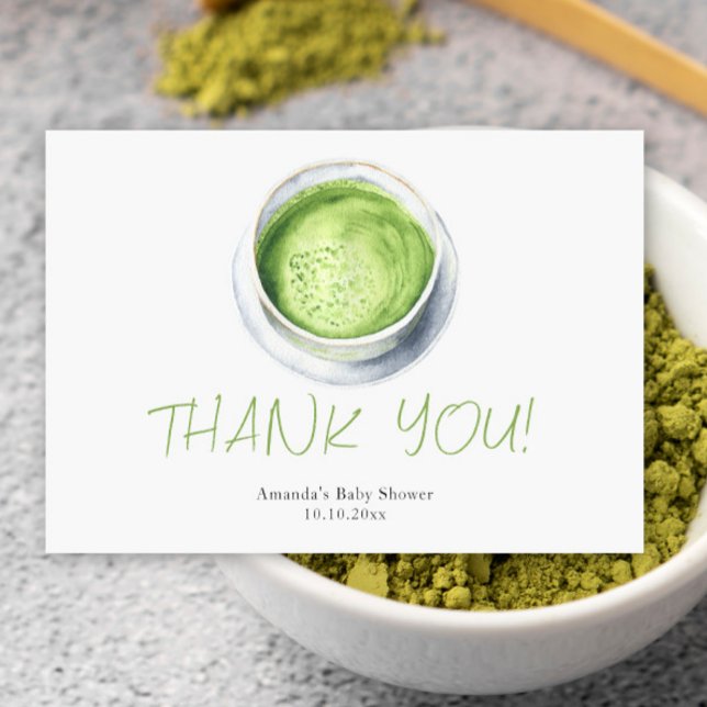 Tarjeta De Agradecimiento Watercolor Matcha Latte Baby Shower Thank You (Subido por el creador)