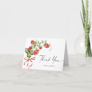 Tarjeta De Agradecimiento Watercolor Meadow Strawberry
