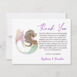 Tarjeta De Agradecimiento Watercolor Mermaid Future Mom Baby Shower
