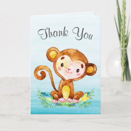 Tarjeta De Agradecimiento Watercolor Monkey Boy Gracias