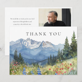 Tarjeta De Agradecimiento Watercolor Mountain Wildflower Funeral Photo