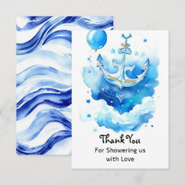 Tarjeta De Agradecimiento Watercolor Nautical Boy Baby Shower