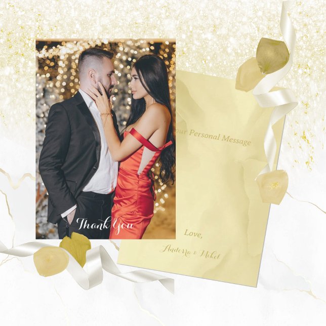 Tarjeta De Agradecimiento Watercolor Noelle Gold (Subido por el creador)