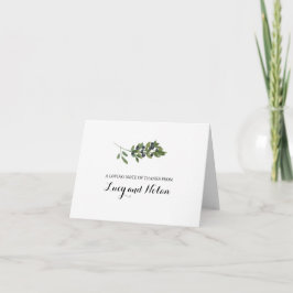 Tarjeta De Agradecimiento Watercolor Olive Branch | Thank You