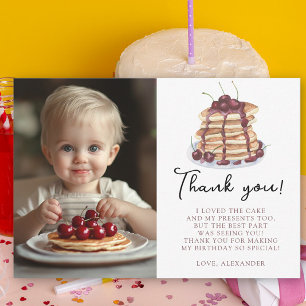 Tarjeta De Agradecimiento Watercolor Pancakes First Birday Party