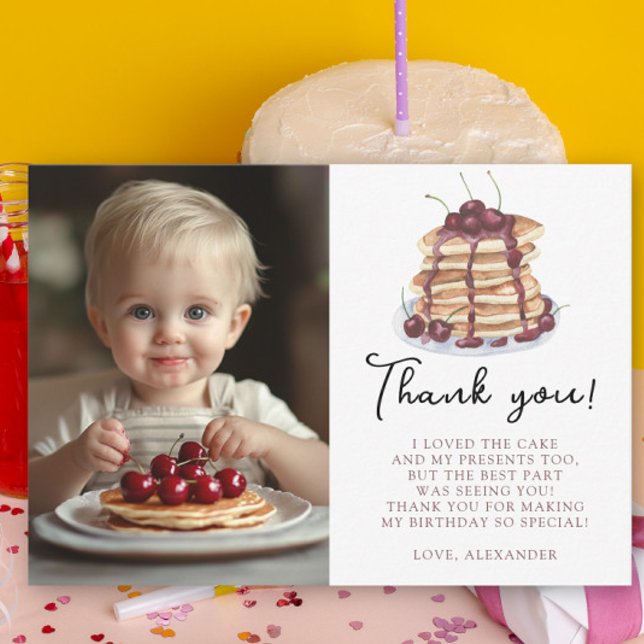 Tarjeta De Agradecimiento Watercolor Pancakes First Birday Party (Subido por el creador)