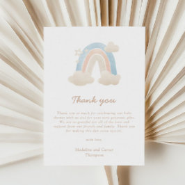 Tarjeta De Agradecimiento Watercolor Pastel Boho Rainbow Baby Shower