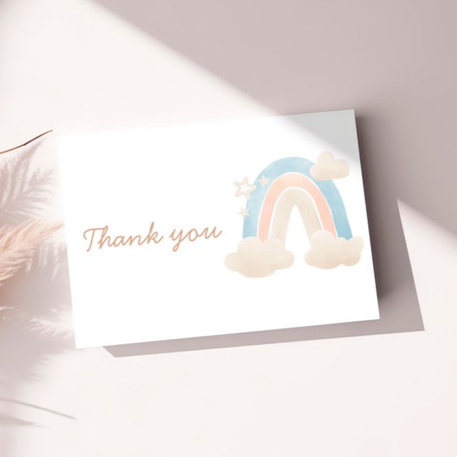 Tarjeta De Agradecimiento Watercolor Pastel Boho Rainbow Baby Shower (Subido por el creador)