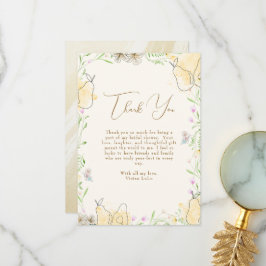 Tarjeta De Agradecimiento Watercolor Pear Floral Garden Baby Shower