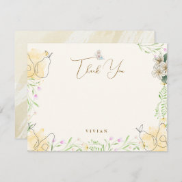 Tarjeta De Agradecimiento Watercolor Pear Floral Garden Baby Shower Blank