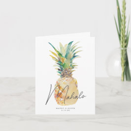Tarjeta De Agradecimiento Watercolor Pineapple Tropical Destination Wedding