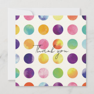 Tarjeta De Agradecimiento Watercolor polka dots フラットサンキューカード