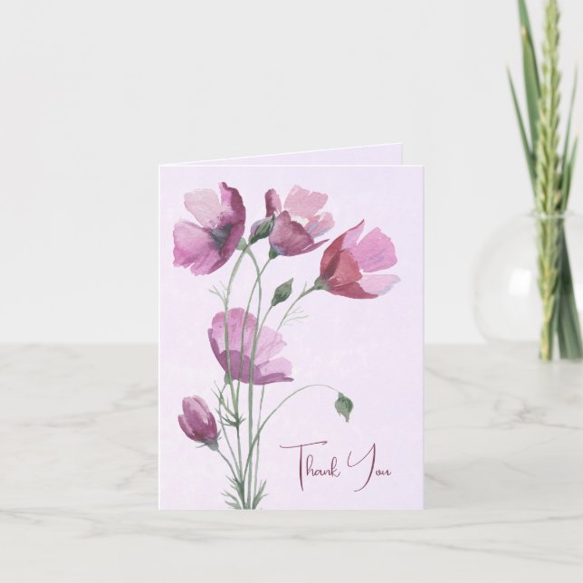 Tarjeta De Agradecimiento Watercolor Poppies Solidaridad (Anverso)
