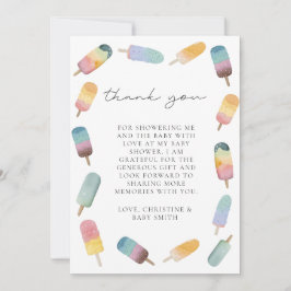 Tarjeta De Agradecimiento Watercolor Popsicle Baby Shower