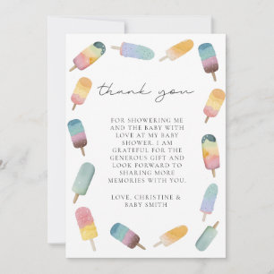 Tarjeta De Agradecimiento Watercolor Popsicle Baby Shower