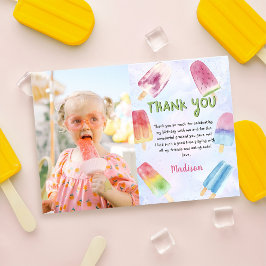 Tarjeta De Agradecimiento Watercolor Popsicle Birday Photo You Card
