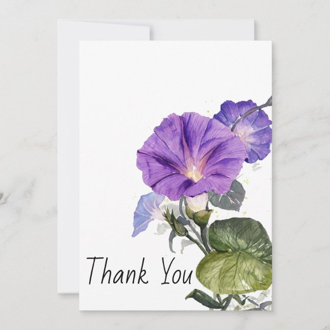 Tarjeta De Agradecimiento Watercolor Púrpura Petunia (Anverso)