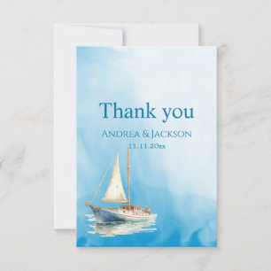 Tarjeta De Agradecimiento Watercolor Sailboat Foto Gracias