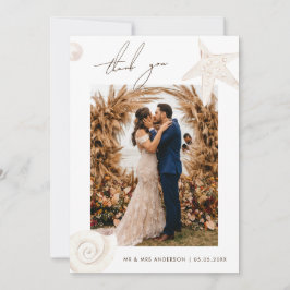 Tarjeta De Agradecimiento Watercolor Seashells Beach Destination Wedding