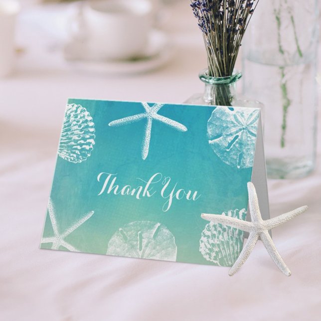 Tarjeta De Agradecimiento Watercolor Seashells Beach WeddingGracias (Subido por el creador)