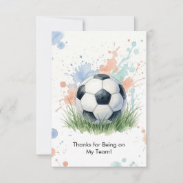 Tarjeta De Agradecimiento Watercolor Soccer Boy's Birthday Party