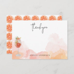 Tarjeta De Agradecimiento Watercolor Spritz Naranja, más gracias