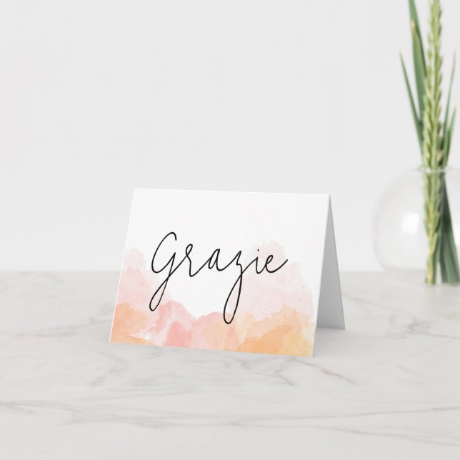 Tarjeta De Agradecimiento Watercolor Spritz Naranja, más gracias (Anverso)