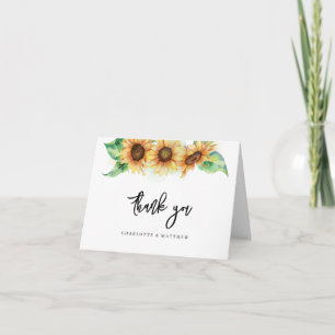 Tarjeta De Agradecimiento Watercolor Sunflower Brillo Ducha