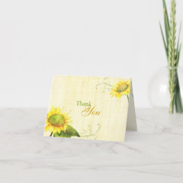 Tarjeta De Agradecimiento Watercolor Sunflowers Ranch Boda Gracias