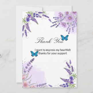 Tarjeta De Agradecimiento Watercolor Thank You Card | Purple Flowers Lavende