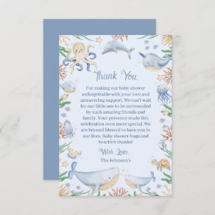 Tarjeta De Agradecimiento Watercolor Under the Sea Baby Shower