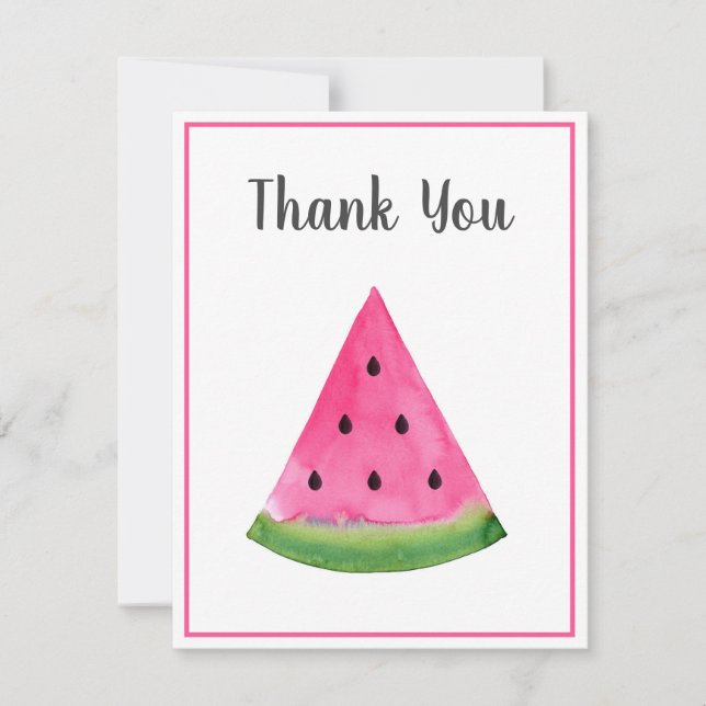 Tarjeta De Agradecimiento Watercolor Watermelon Wedge (Anverso)